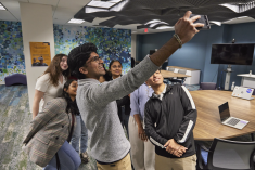 Aresty students taking a selfie in The Hatchery