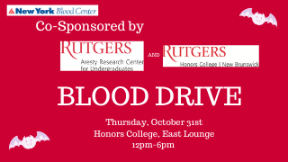 New York Blood Centter Co-Sponsored by Aresty and Honors College Flyer 